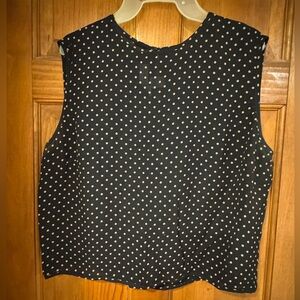 Anne Klein Polka Dot Sleeveless Blouse - Black and Tan